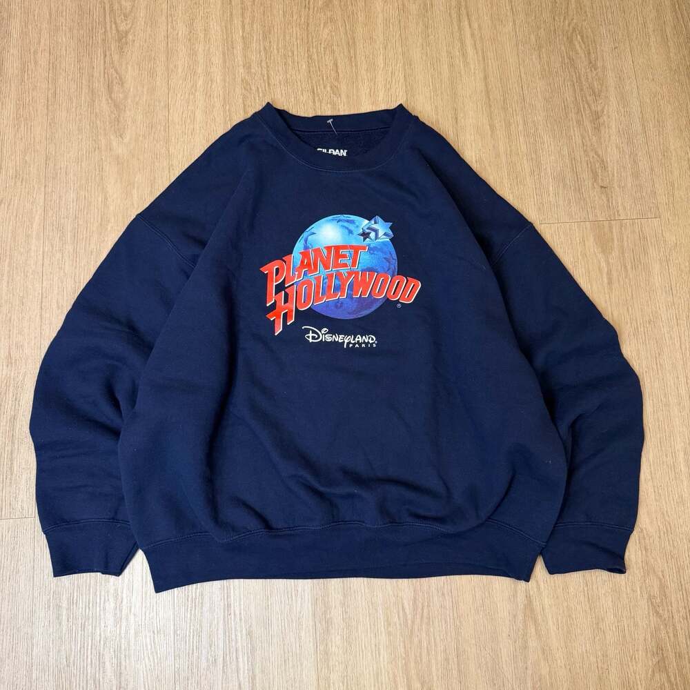 Planet Hollywood Disneyland Paris Navy Blue Fleece Crewneck Sweatshirt